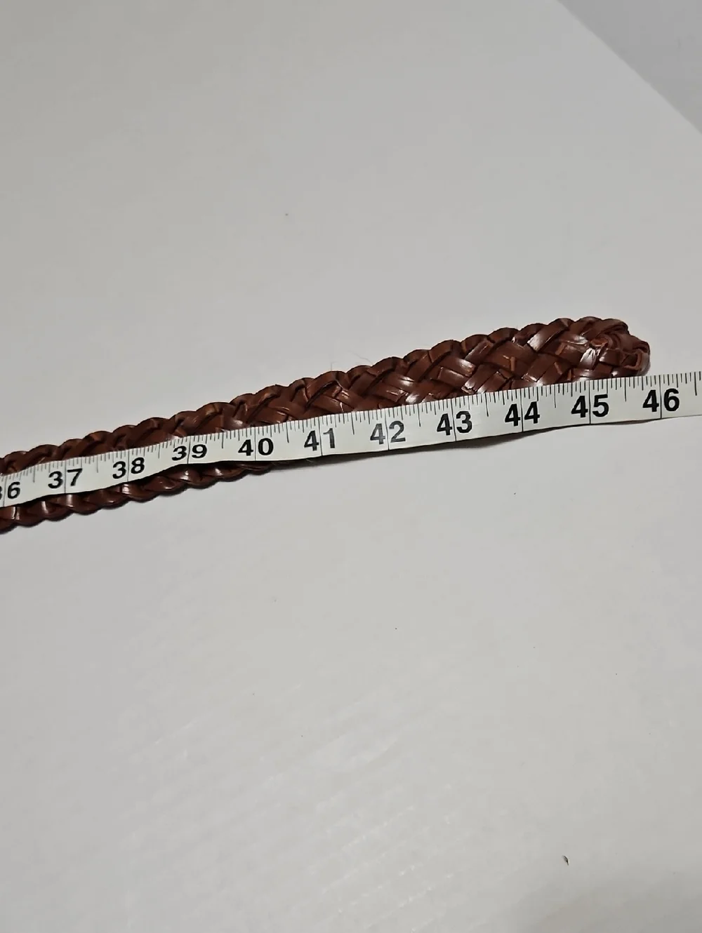 Women's Braided Brown Leather Belt with Round Silver Buckle Size M/L